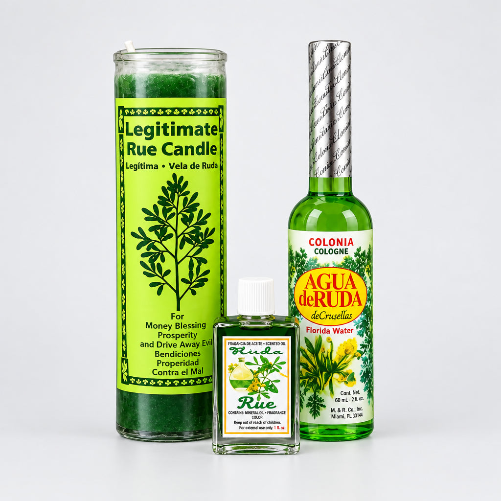 SET DE ACEITE, COLONIA Y VELA DE RUDA