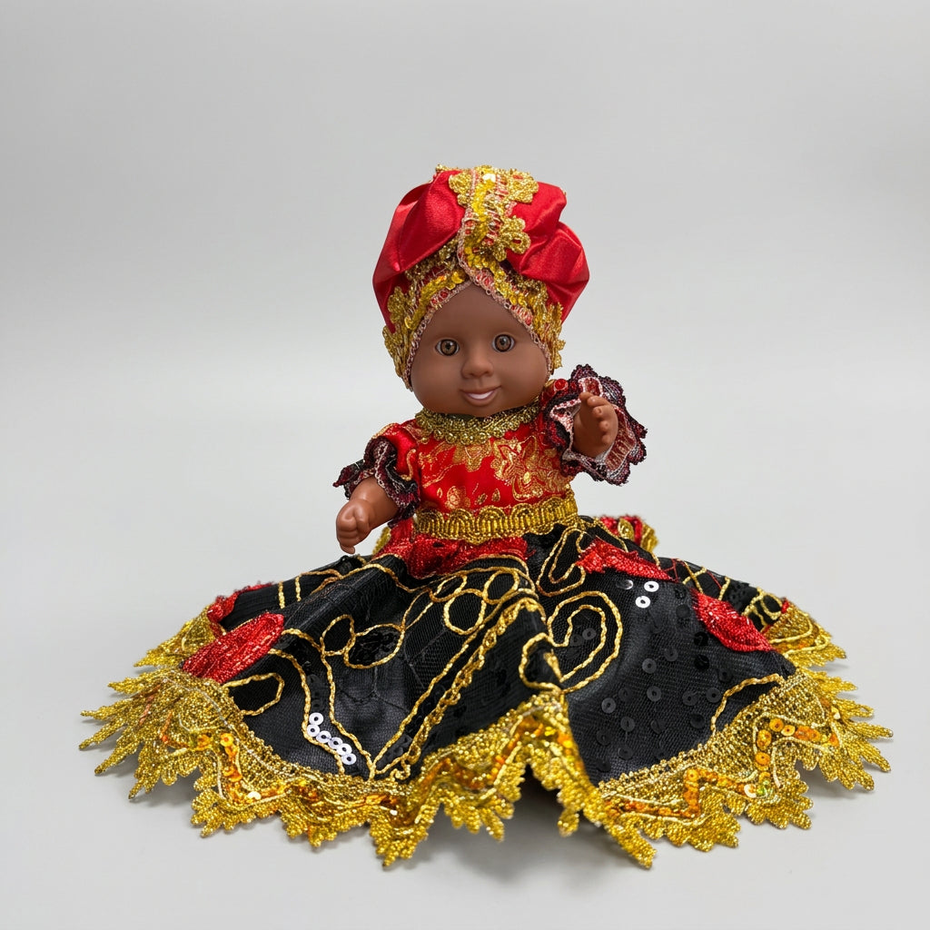 MUNECA DE ROJO Y NEGRO 7"