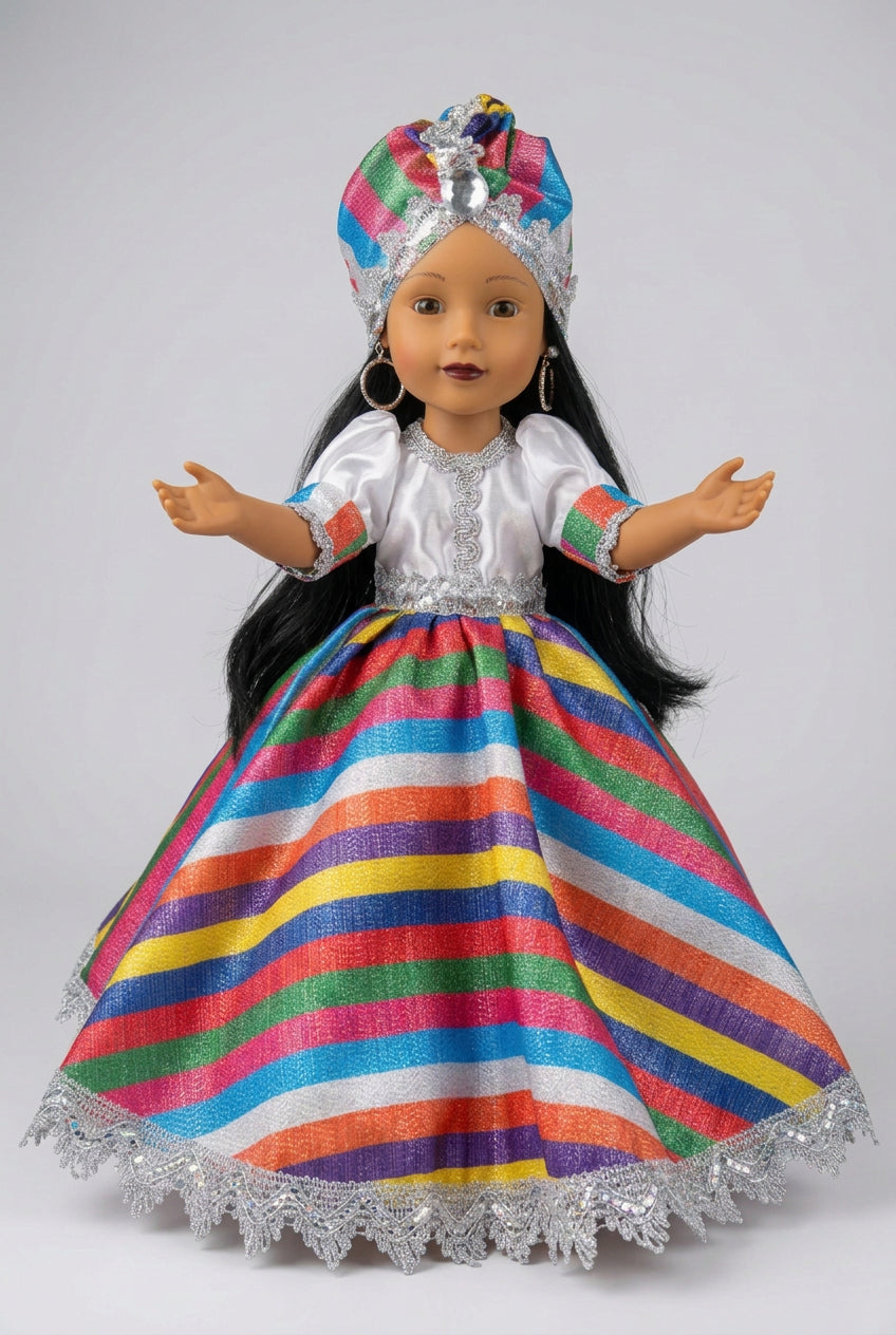 MUNECA DE SAYA DE COLORES 15"