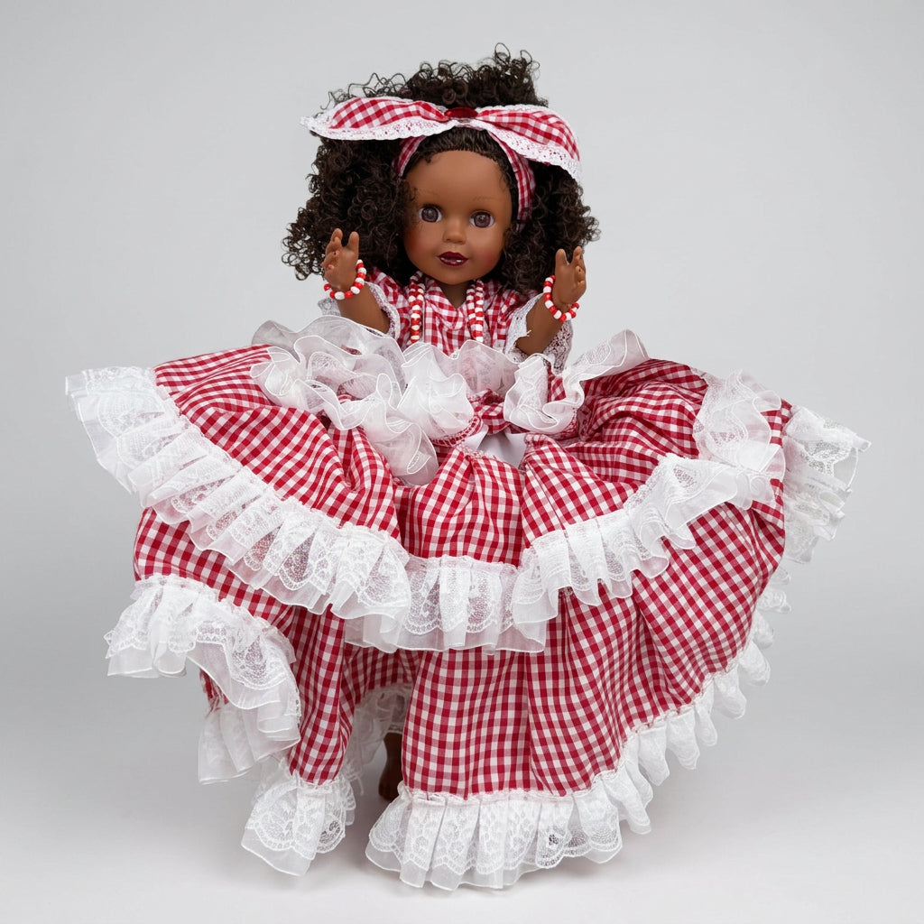 MUNECA VESTIDO ROJO