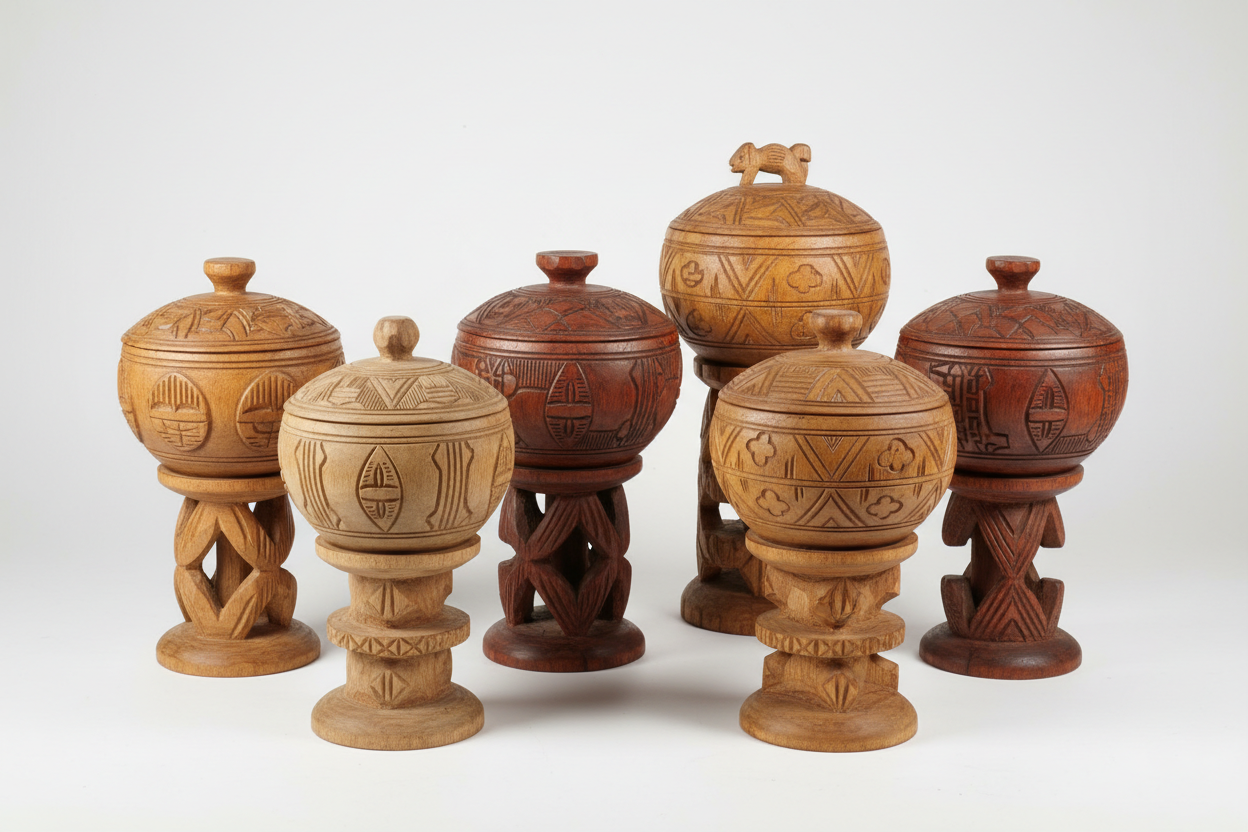 SOPERAS DE MADERA YORUBAS,CON SU BASE DE MADERA