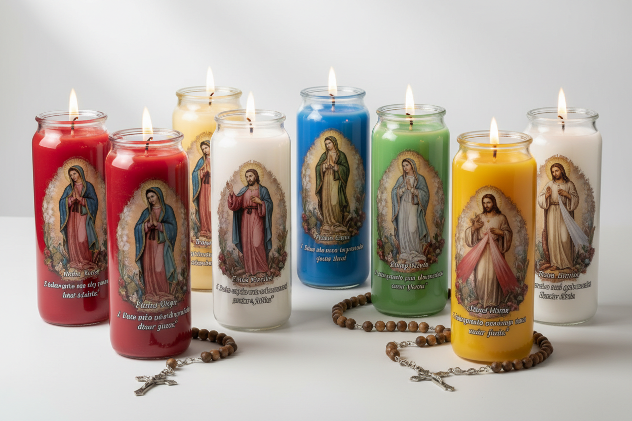 velas religiosas con fondo claro