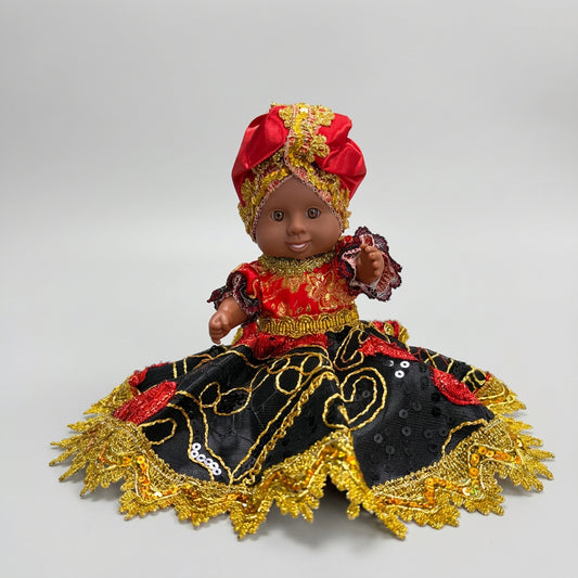 MUÑECA EN ROJO Y NEGRO DE 7"