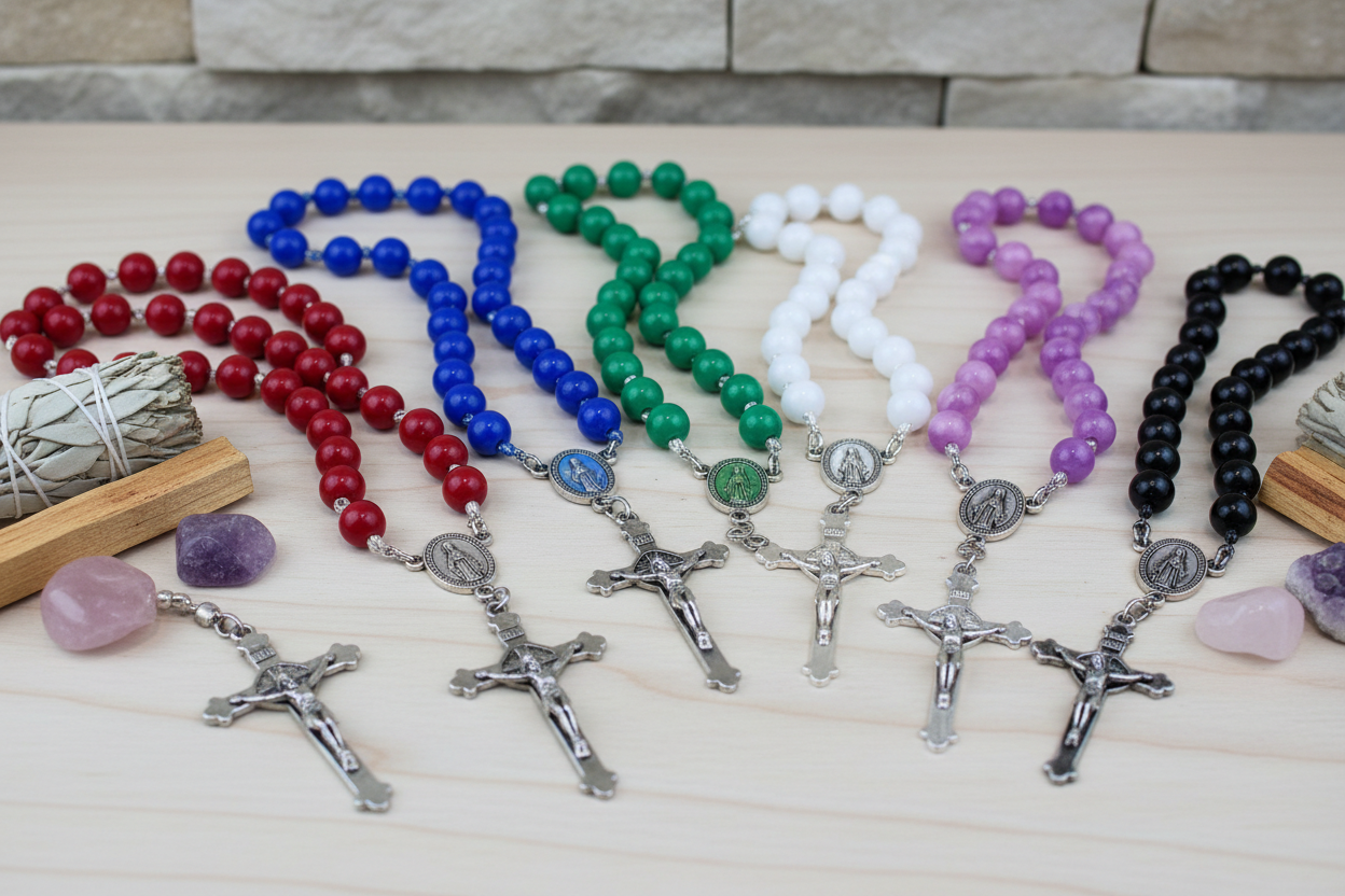 rosarios de diferentes colores